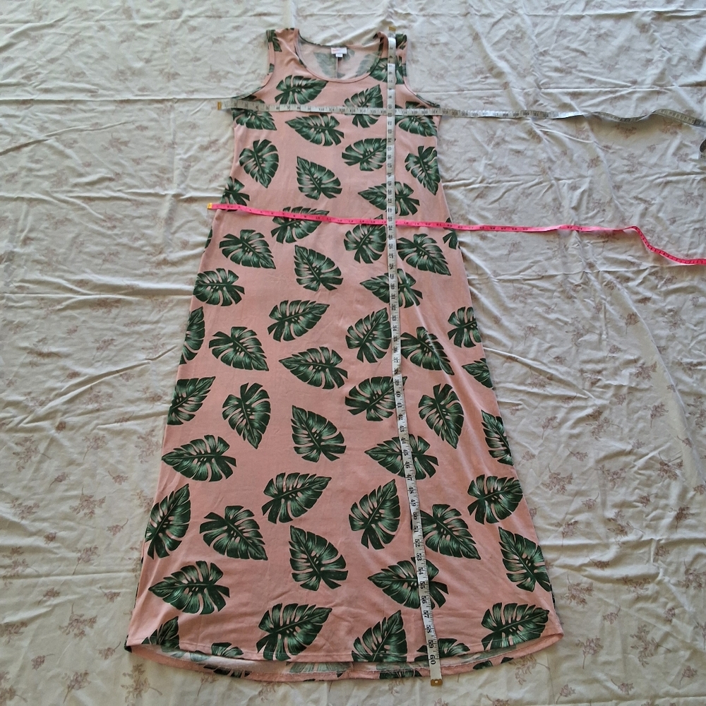 LuLaRoe Long Dress Multicolor Palm Leaves Sleeveles Size XL - Picture 4 of 8